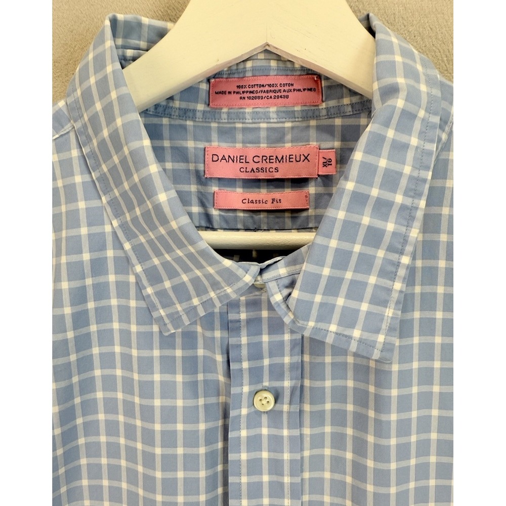 Daniel Cremieux Men's XL Blue & White 100% Cotton Classic Fit Short Sleeve Shirt